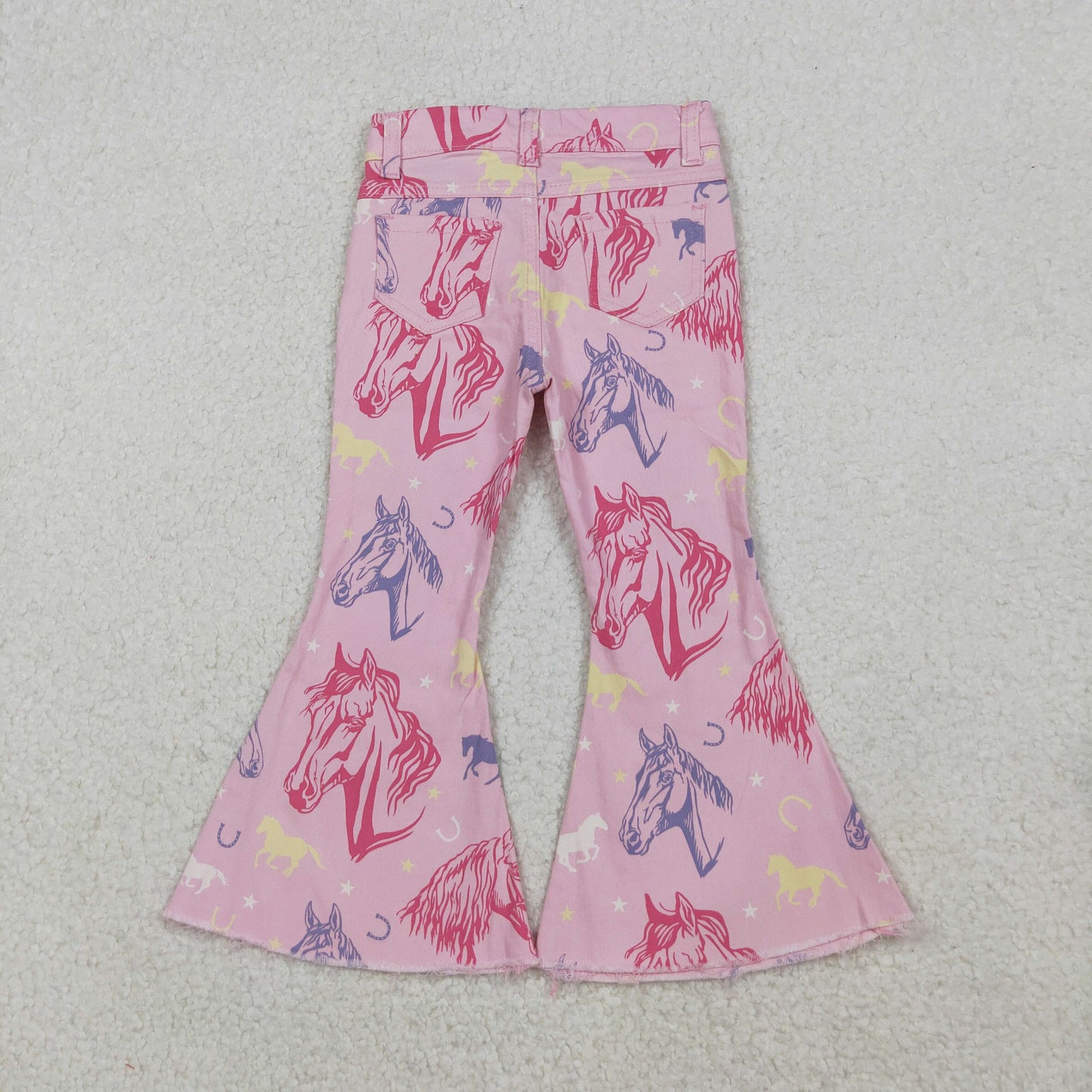 RTS NO MOQ(In Stock) P0431 Pink Denim Pants with Horse and Stars