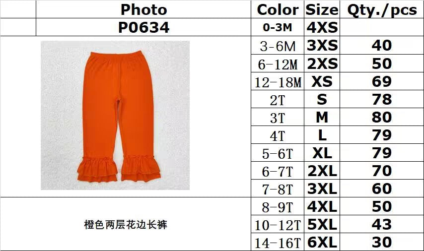 RTS NO MOQ ETA 5/7days P0634 Orange Two-Layer Lace Pants