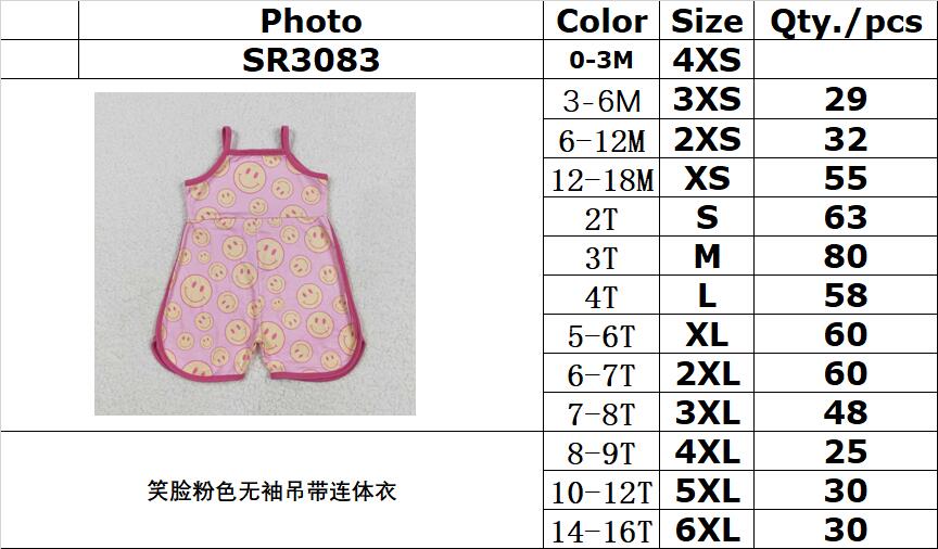 RTS NO MOQ SR3083 Smiley pink sleeveless camisole jumpsuit