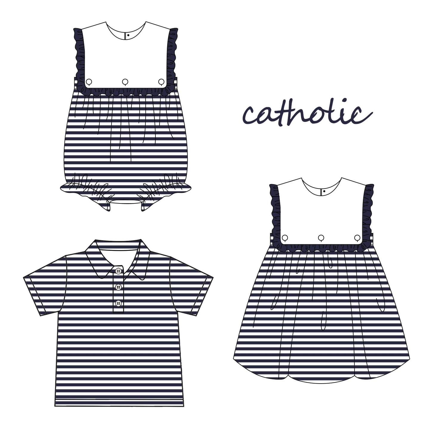 cathotic Navy blue stripes custom