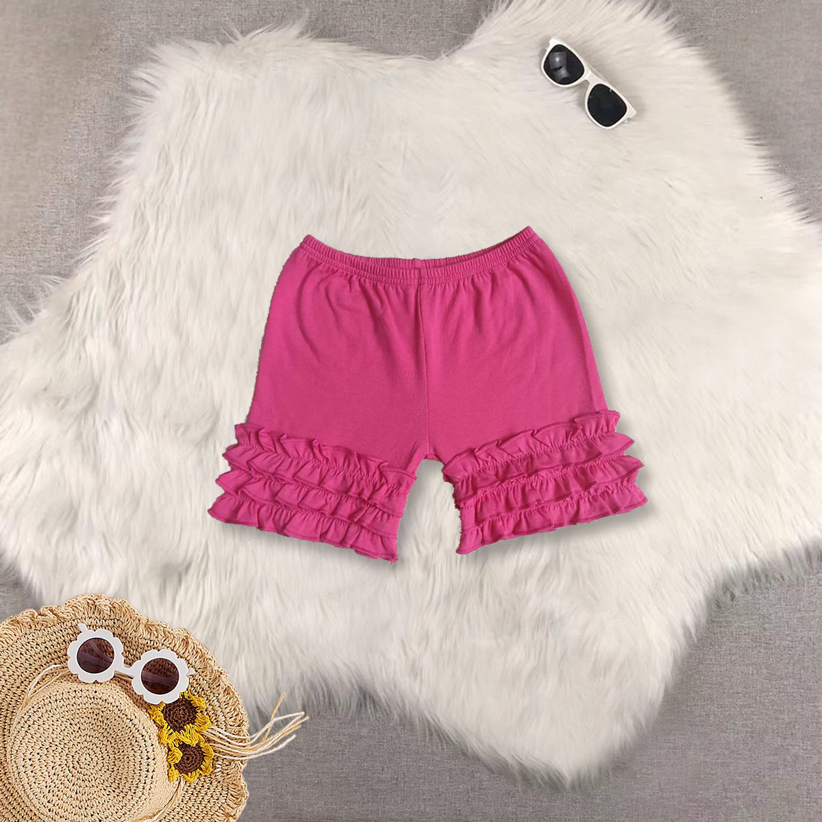 RTS NO MOQ Sibling baby girls clothes rose red short sleeve shorts sets and top and shorts