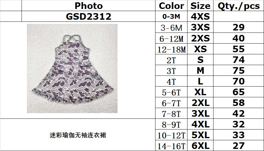 RTS NO MOQ GSD2312 Camouflage yoga sleeveless dress