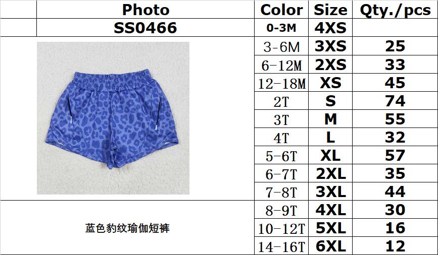 RTS NO MOQ SS0466 Blue leopard print yoga shorts