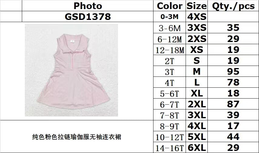 rts no moq GSD1378 Pink zippered yoga sleeveless dress