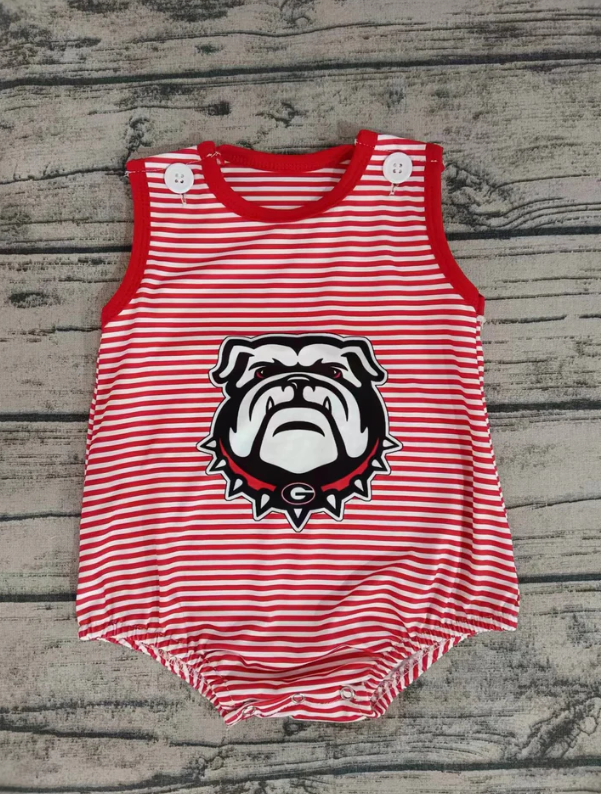 deadline time MAY 26 custom no moq baby BOYS romper Team red and white stripes BUBBLE