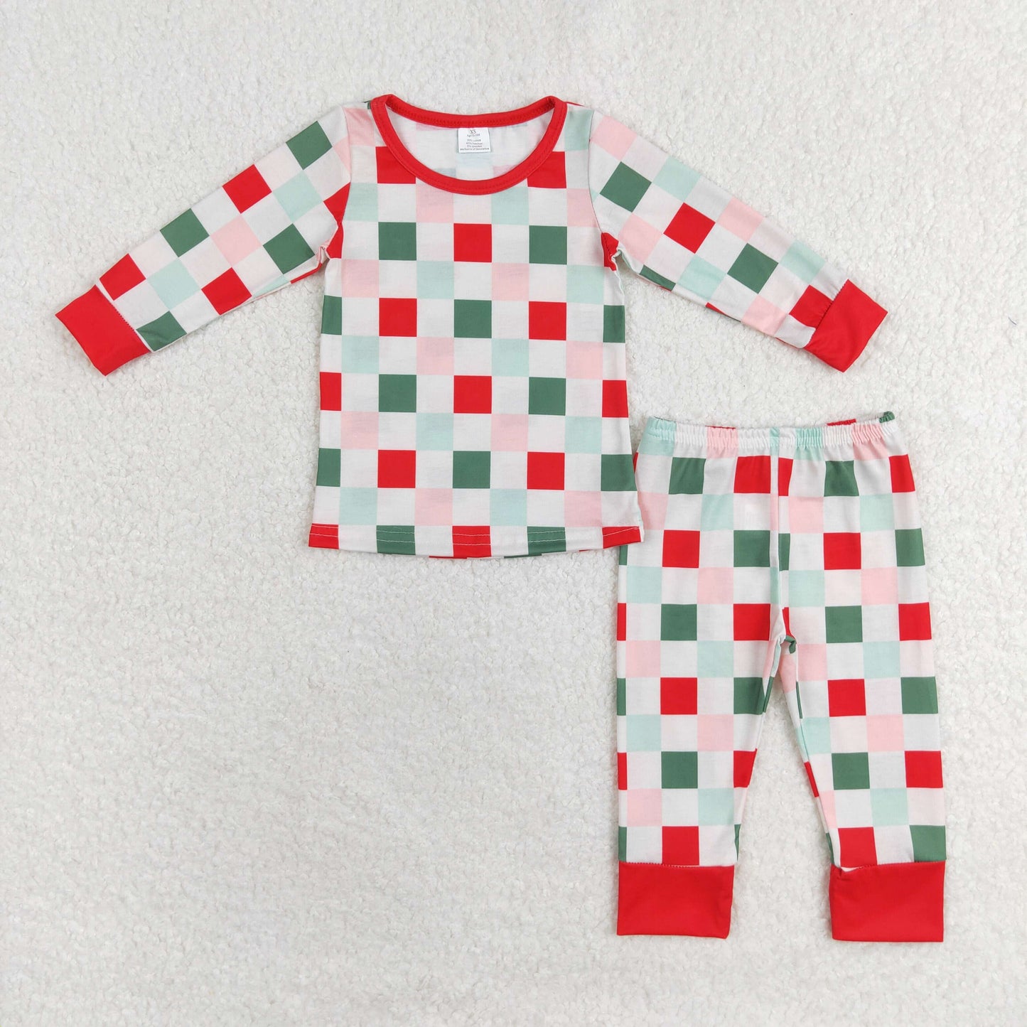 RTS NO MOQ(In Stock) GLP1352 Christmas color plaid long-sleeved trousers pajama set
