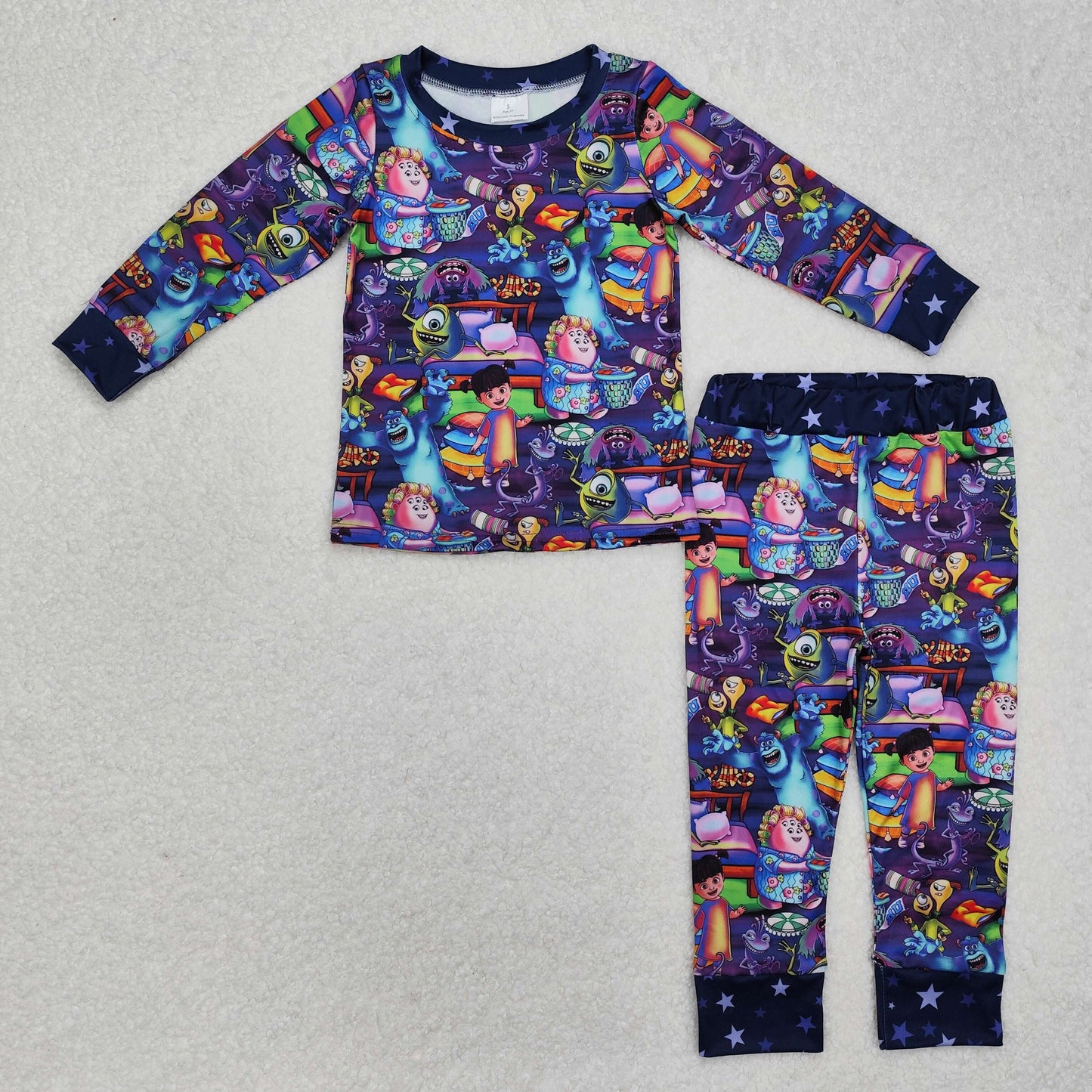 RTS NO MOQ(In Stock) GLP2268 Monsters University purple long-sleeved long pants pajama set