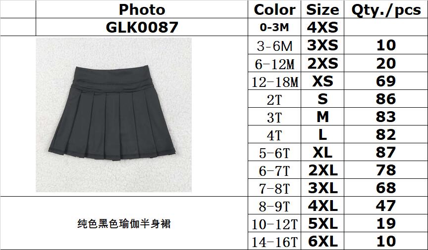 RTS NO MOQ(In Stock ) GLK0087 Solid Black Yoga Skirt