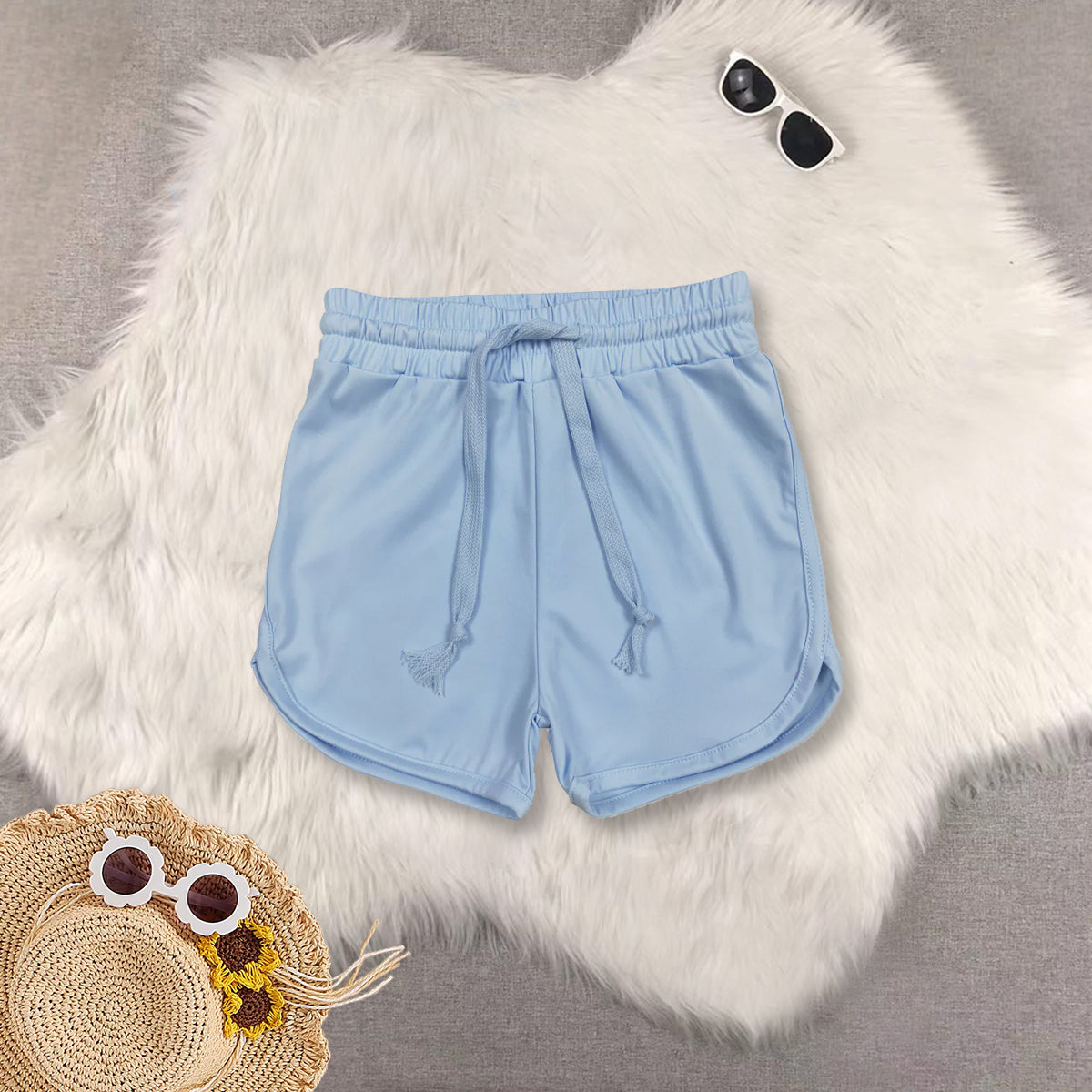 RTS NO MOQ Sibling baby girls clothes blue long sleeve top shorts yoga sets