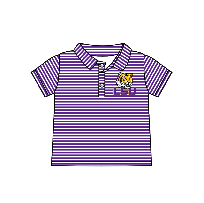 custom moq 3 eta 6-8weeks baby boy clothes team purple striped short sleeve top-25.4.29