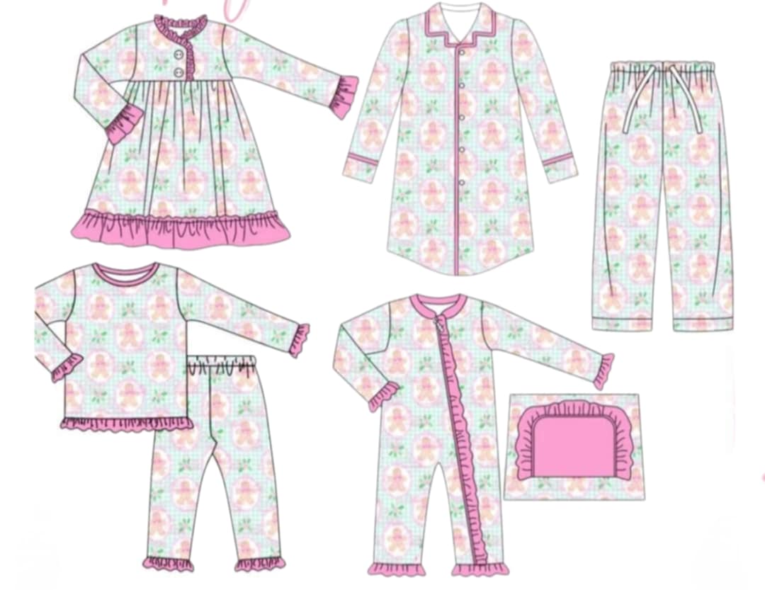 Custom moq 5 each style eta 6-7weeks baby boy clothes Christmas gingerbread series set