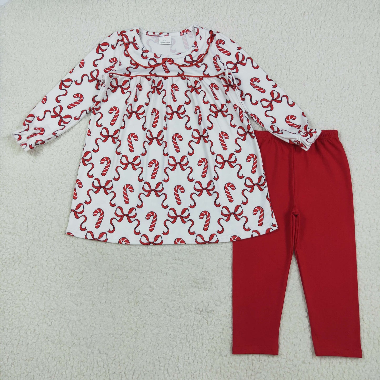 RTS NO MOQ(In Stock) GLP2484 Crutch red bow pattern doll collar long sleeve trousers suit
