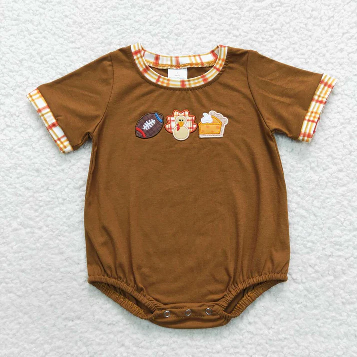 RTS NO MOQ Sibling Baby girl boy clothes embroidery turkey short-sleeved trousers suit & rompers