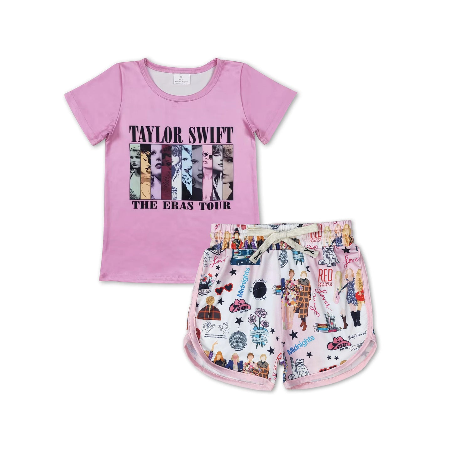 RTS NO MOQ GT0690+SS0255 baby girls clothes taylor swift short sleeve shorts sets