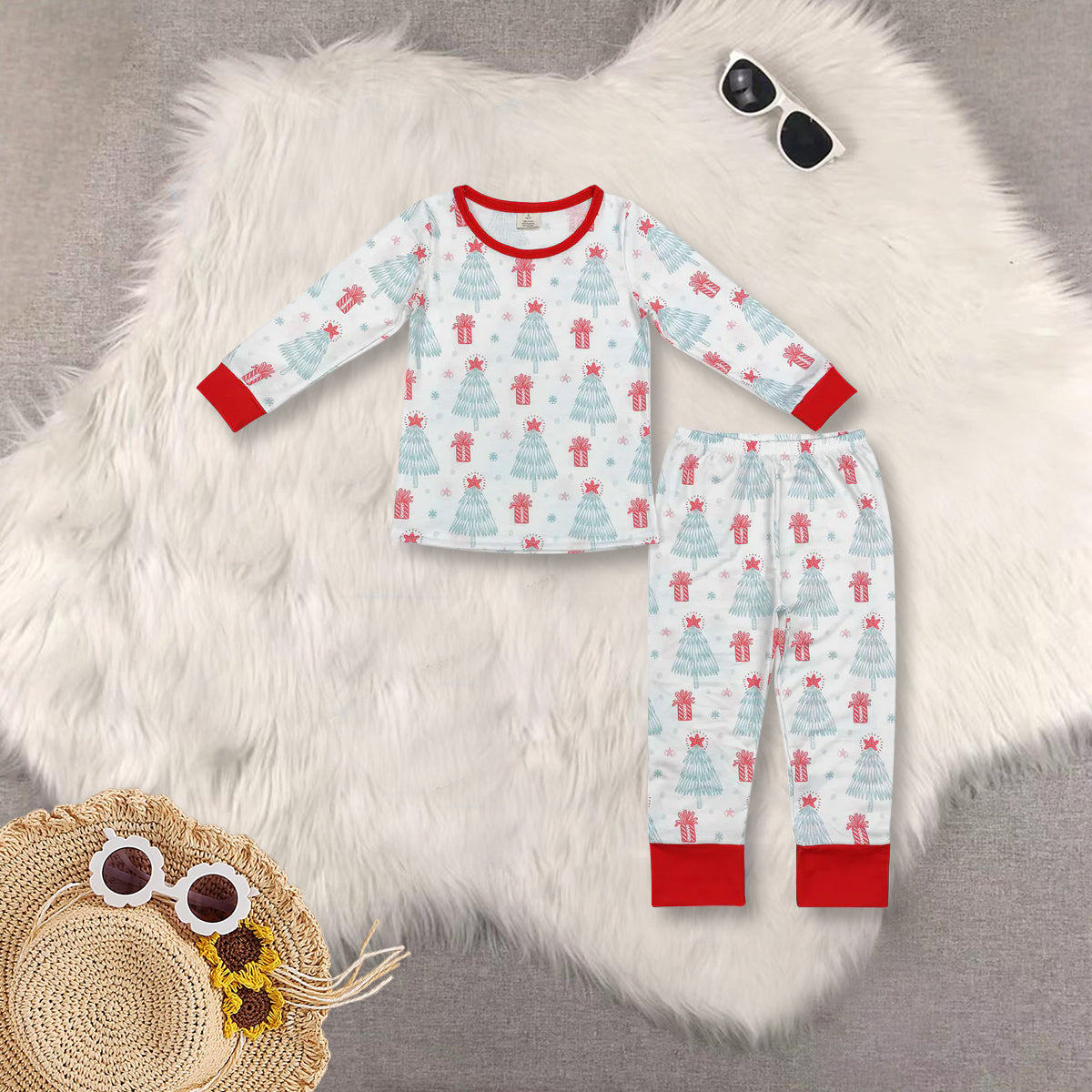RTS NO MOQ baby boy clothes bamboo Christmas long sleeve Rompers Clothes Sets