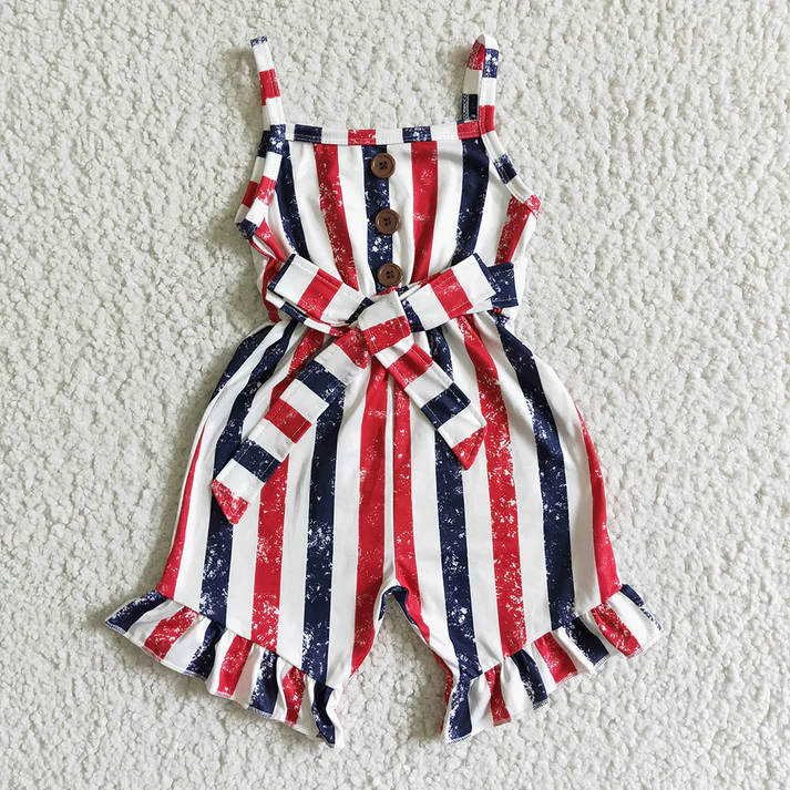 RTS Baby girls clothes 4th of july suspender jumpsuit