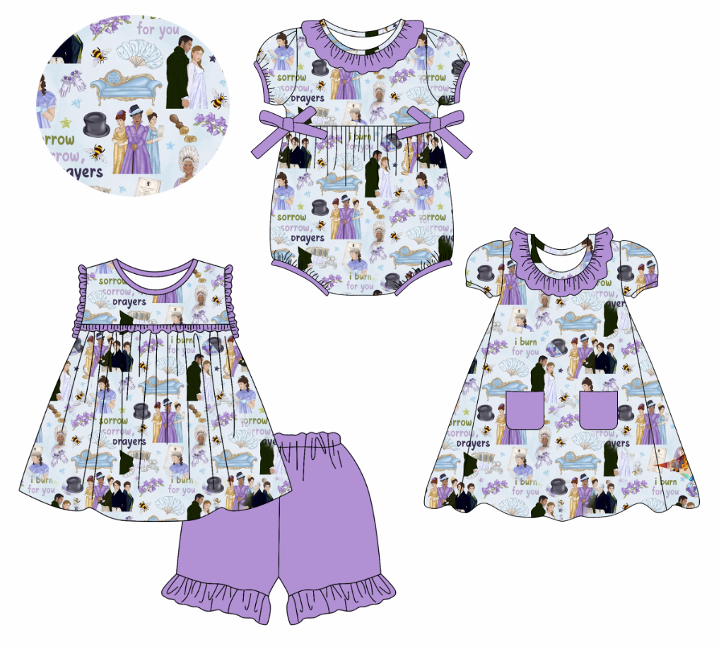Custom summer cartoon baby girls clothes sets dress romper
