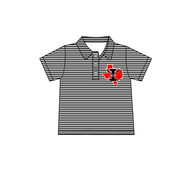 PRE ORDER Deadline August 4 close custom no moq Children's boutique clothing Black Striped Short Sleeve Top