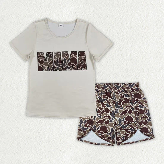 RTS NO MOQ Sibling Adult Girls Button Cardigan Short Sleeve Shorts Pajama Set: Leopard & Geometric Stripes