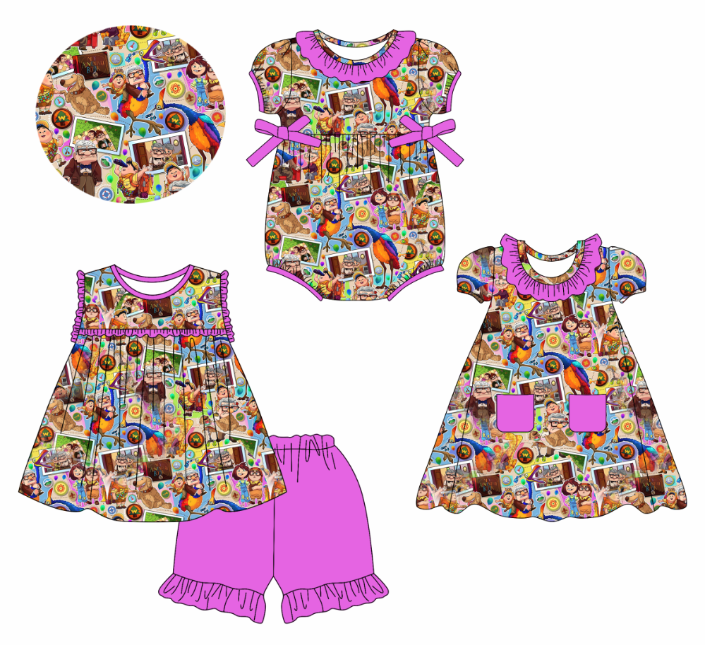 Custom summer cartoon baby girls clothes sets dress romper