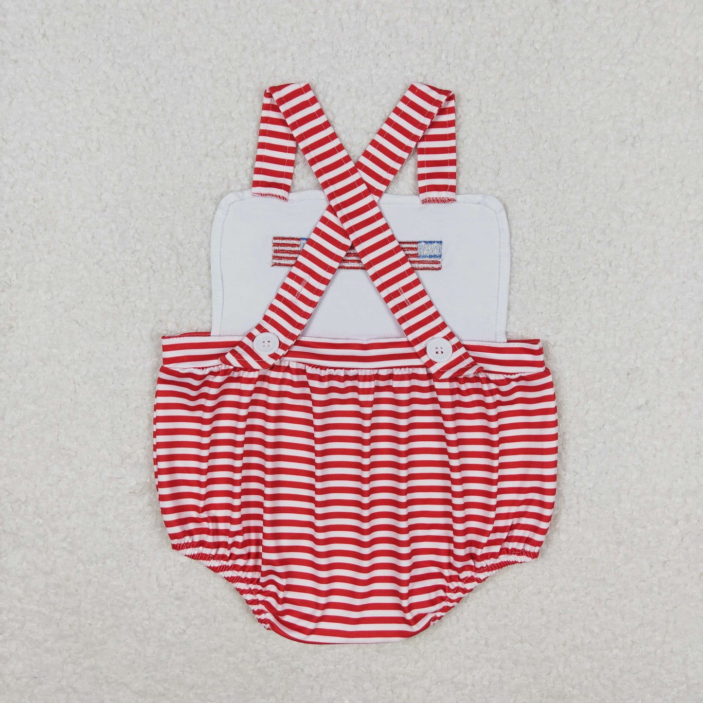 RTS NO MOQ(In Stock) Embroidered flag red and white striped vest jumpsuit