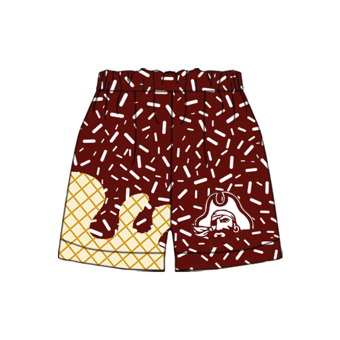 PRE ORDER Deadline July 29 custom no moq Children's boutique clothing Maroon Ice Cream Shorts