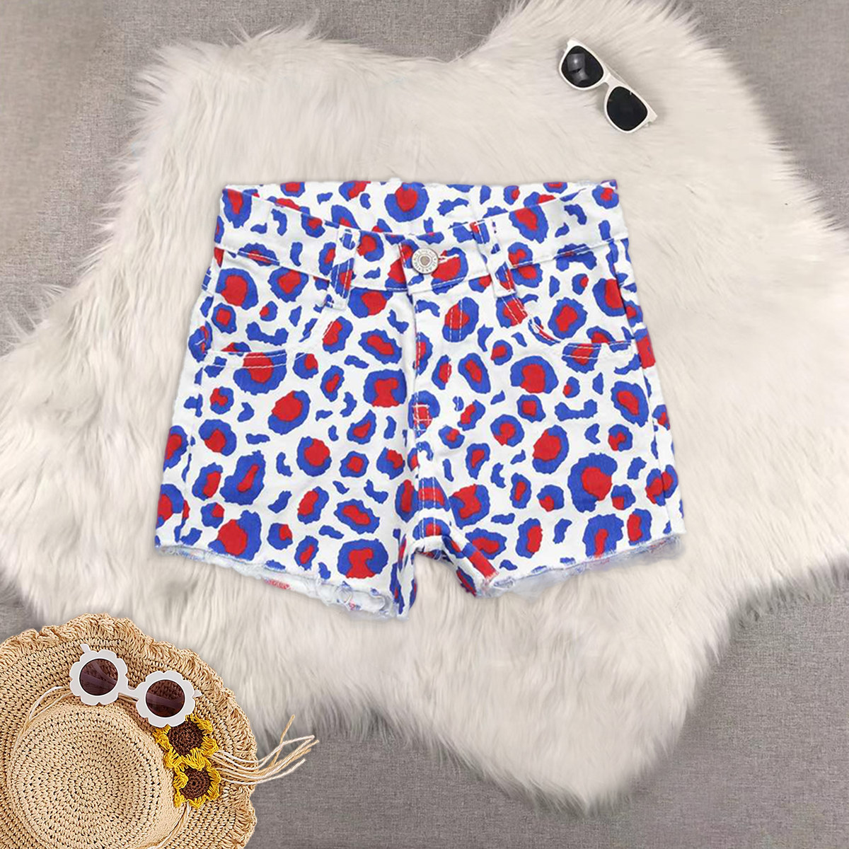 RTS NO MOQ baby girl clothes 4th of july summer jeans shorts