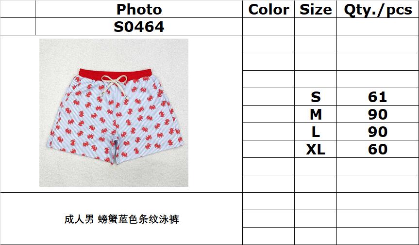 RTS NO MOQ ETA 5/7days arrived S0464 Adult male crab blue striped swimming trunks