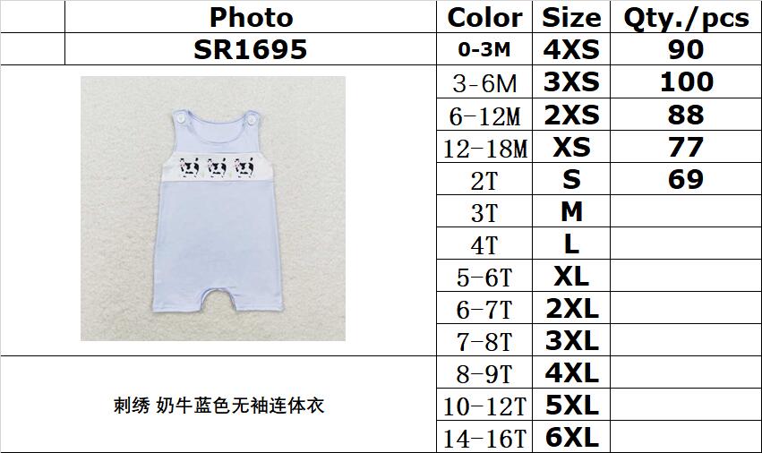 RTS no moq SR1695 Cow Blue Sleeveless Bodysuit