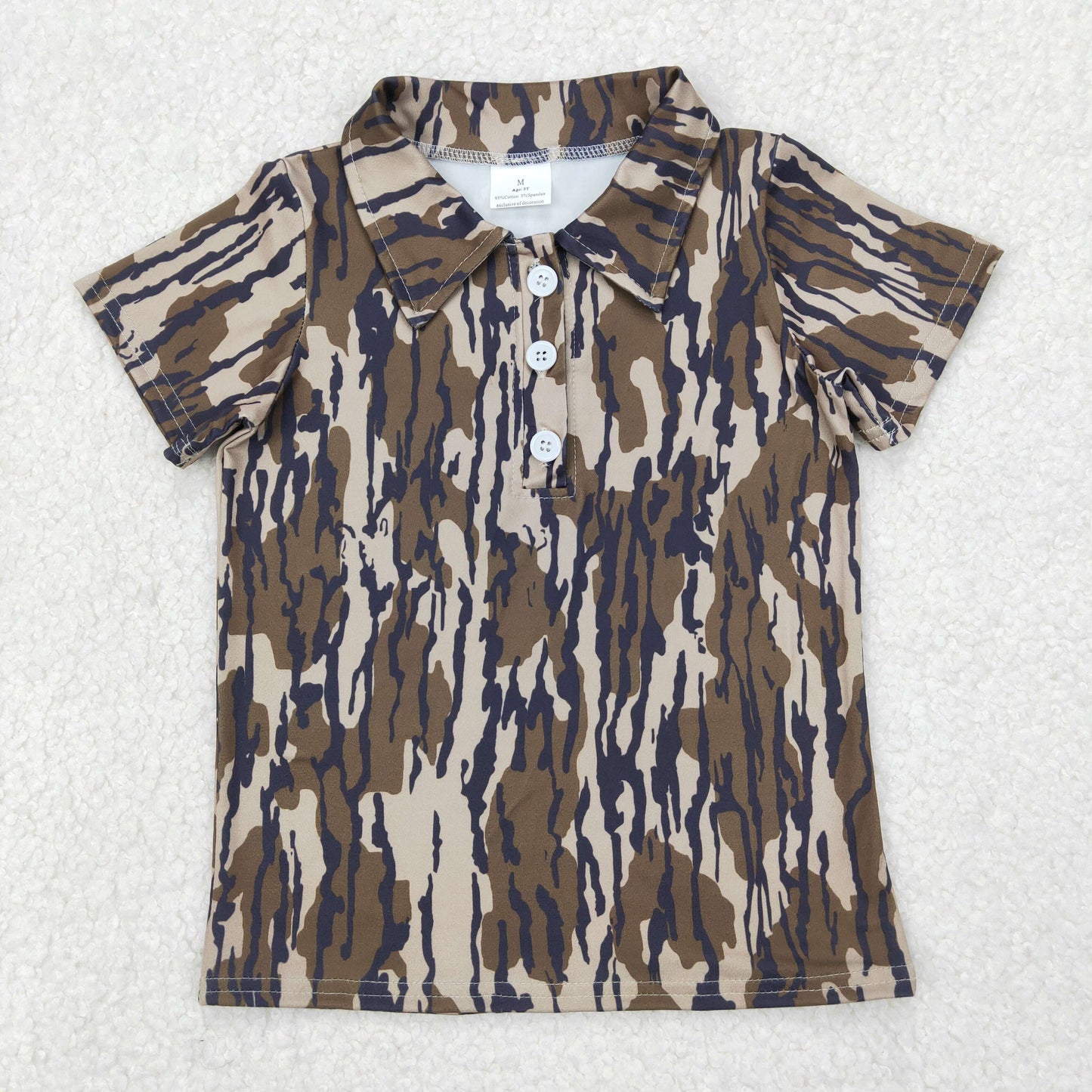 RTS NO MOQ(In Stock) Military green camouflage button short-sleeved top