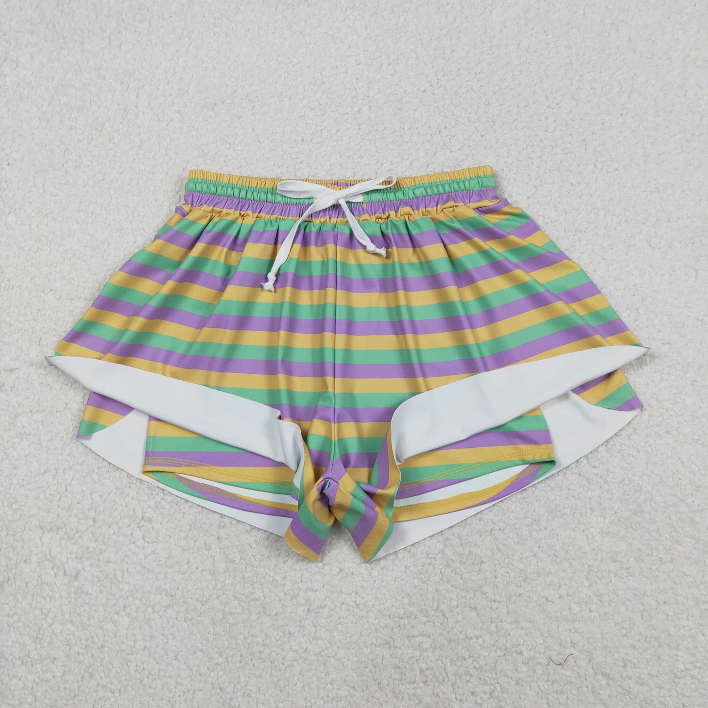 RTS NO MOQ(In Stock) Adult women's carnival striped yoga shorts