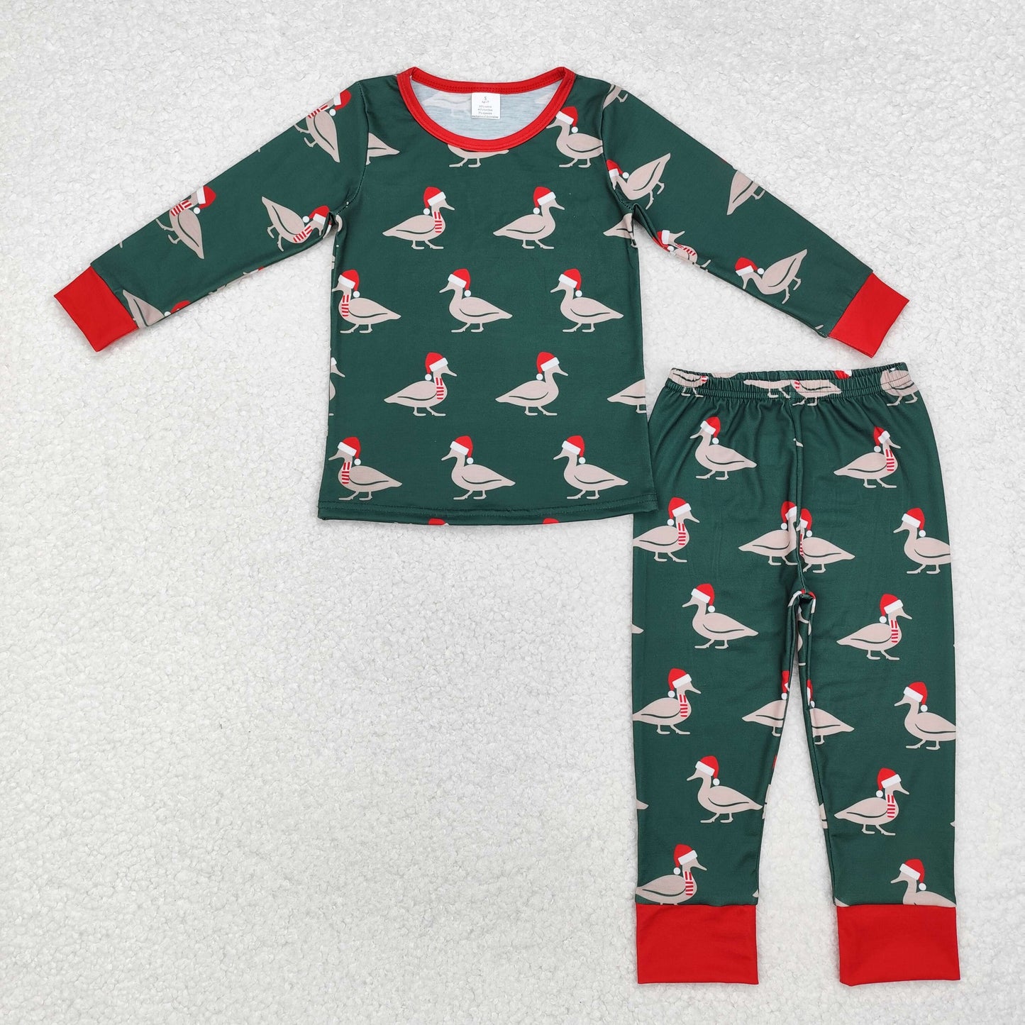 RTS NO MOQ(In Stock) BLP0903 Modal Christmas duck green long-sleeved trousers pajamas set