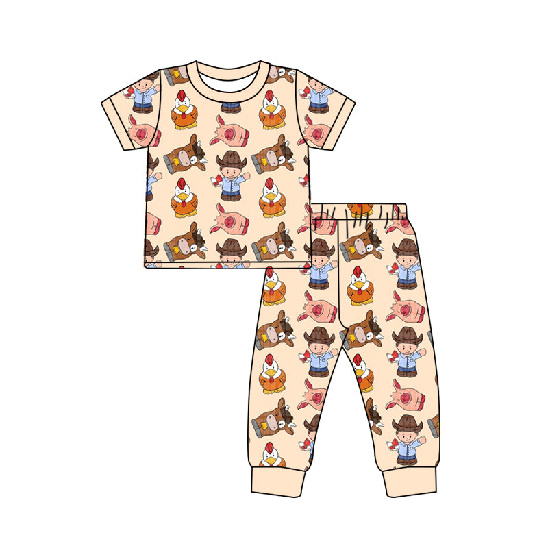 Custom moq 3 eta 7/8week moq 5 eta /4/5week cartoon Short Sleeve Pants Set