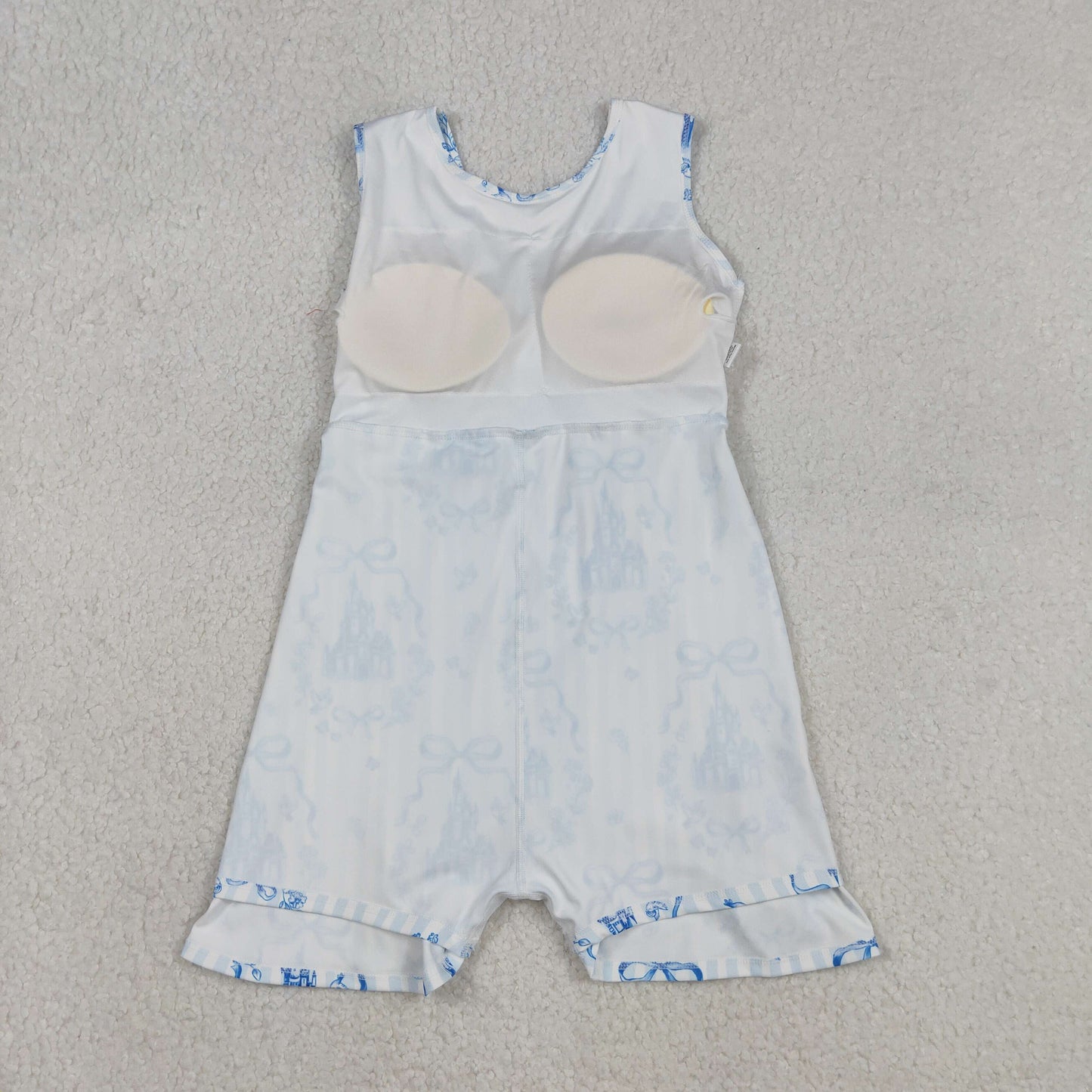 RTS NO MOQ(In Stock) Bow Pattern Castle Blue Striped Yoga Sleeveless Dress