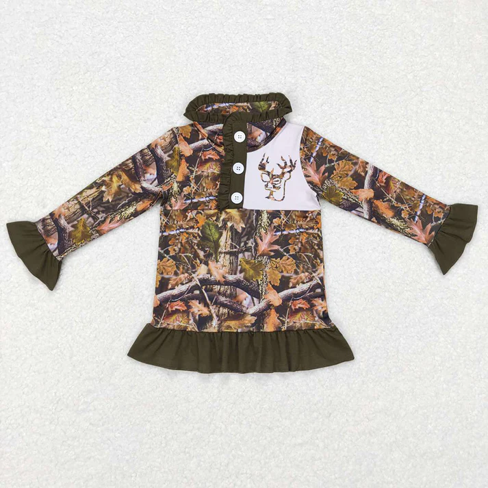 RTS NO MOQ Baby kid Camouflage deer pullover long sleeve top