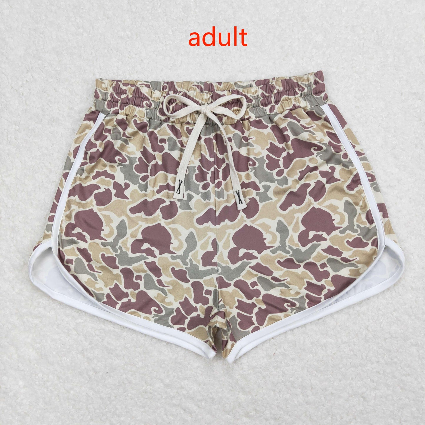 RTS NO MOQ Baby kid and adults brown camouflage sports yoga shorts