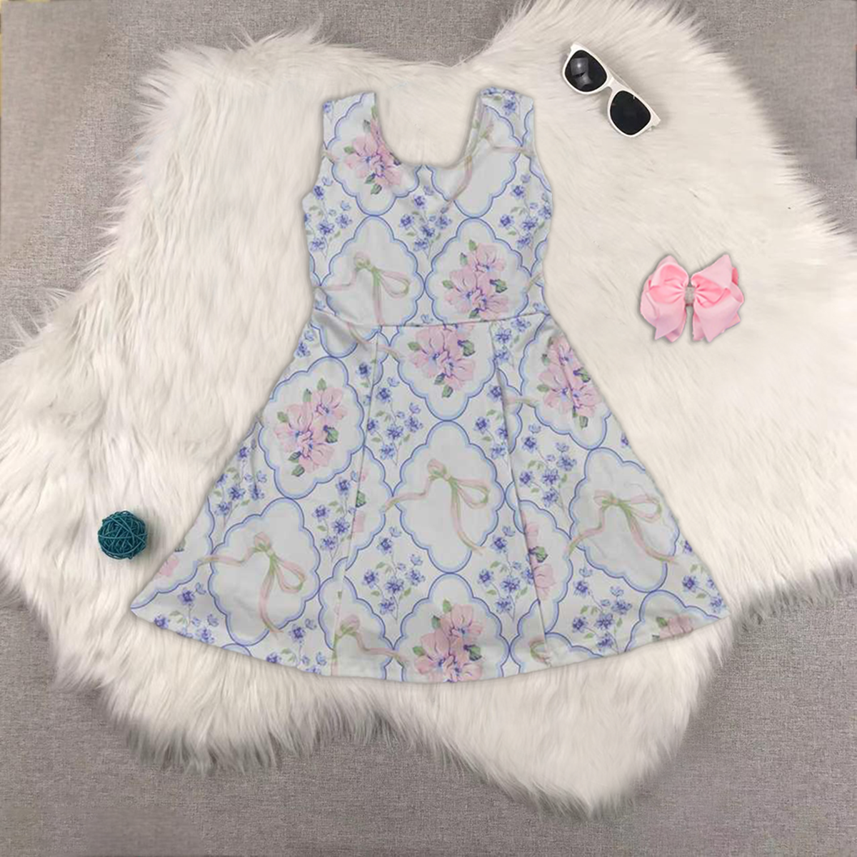 RTS NO MOQ baby girl clothes yoga floral short-sleeved skirt sets