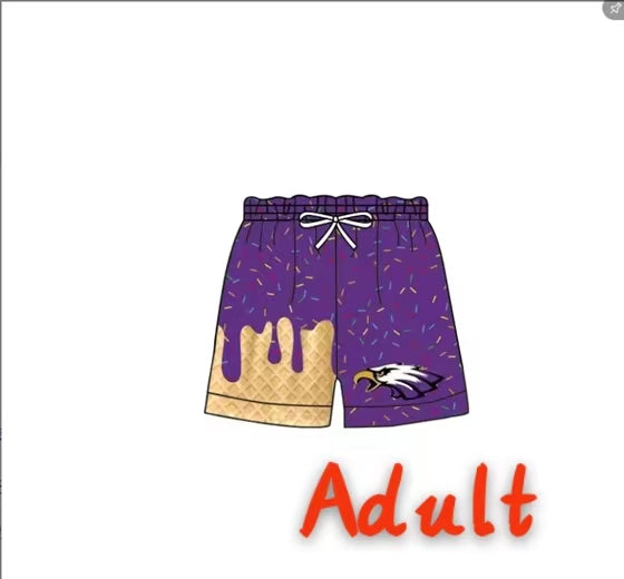 PRE ORDER Deadline September 5 custom no moq Summer purple and yellow ice cream shorts