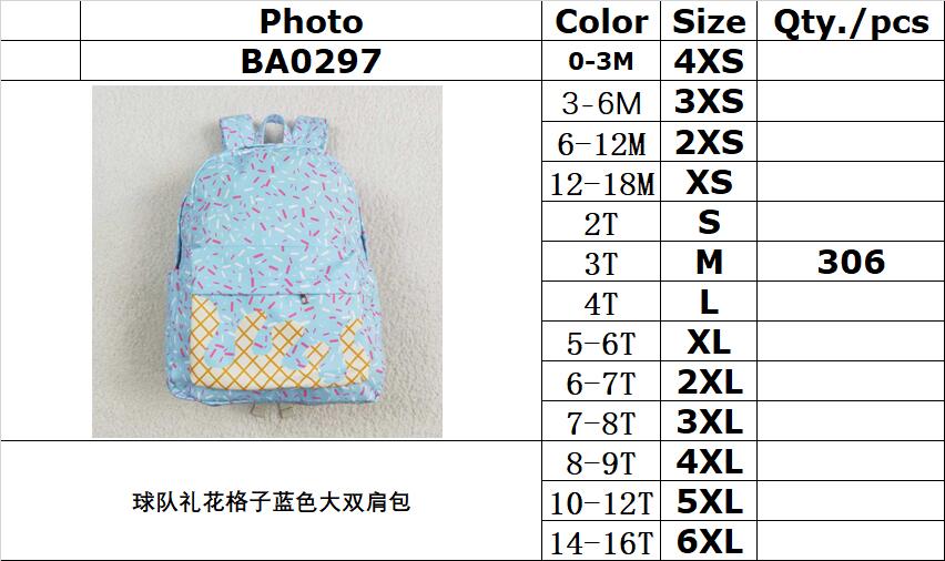 RTS NO MOQ BA0297 Team fireworks plaid blue large backpack