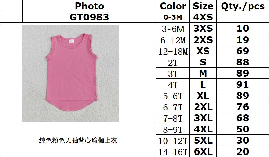 RTS NO MOQ GT0983 Pure pink sleeveless vest yoga top