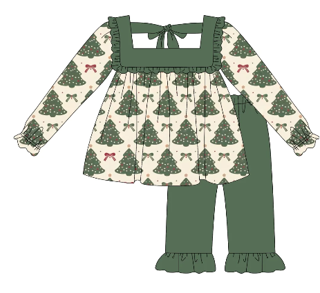 PRE ORDER Deadline September 2 custom no moq Christmas Tree Long Sleeve Pants Set