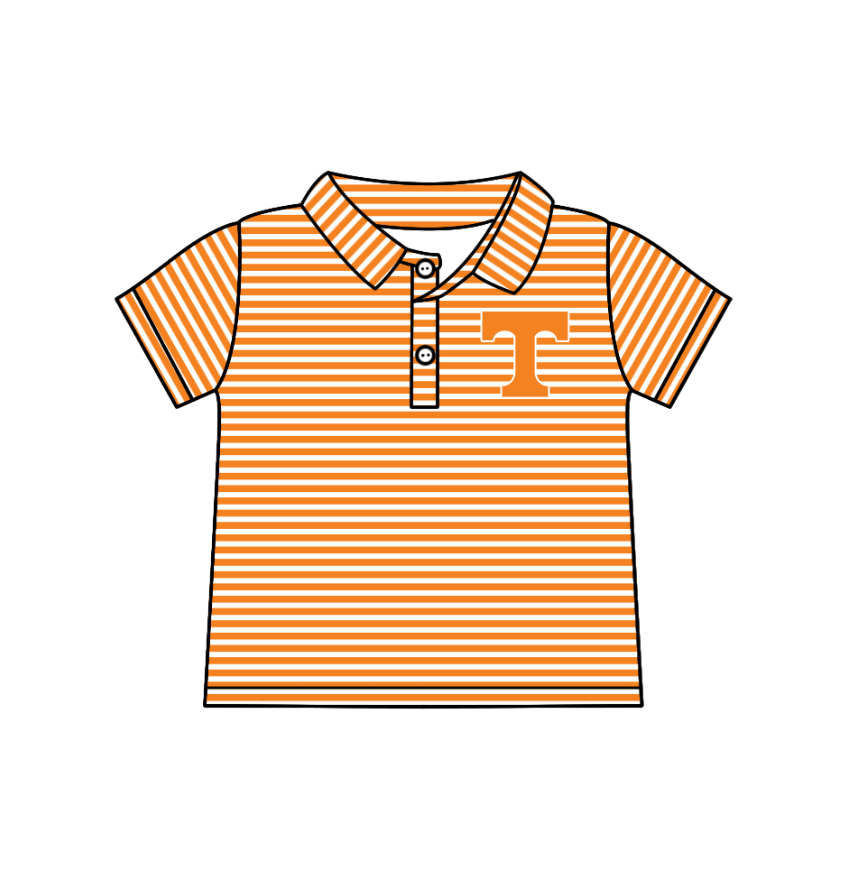 custom moq 3 eta 6-8weeks baby boy clothes team orange striped short sleeve top-25.4.29