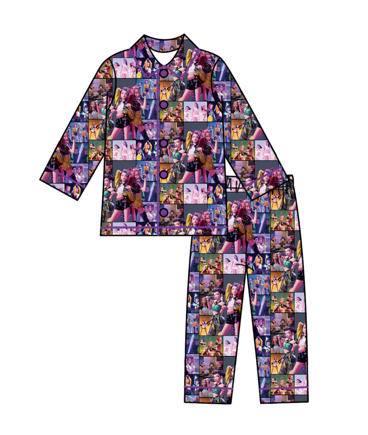 Custom moq 5 mix size milk silk baby girl clothes summer cartoon long sleeve pants sets