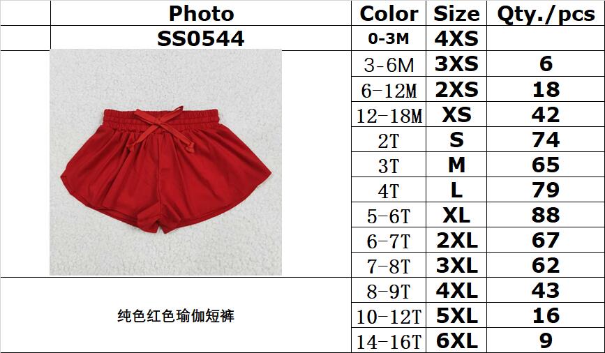 RTS NO MOQ SS0544 Pure red yoga shorts