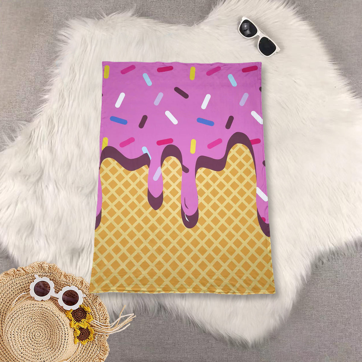 RTS NO MOQ Summer ice cream team baby blanket