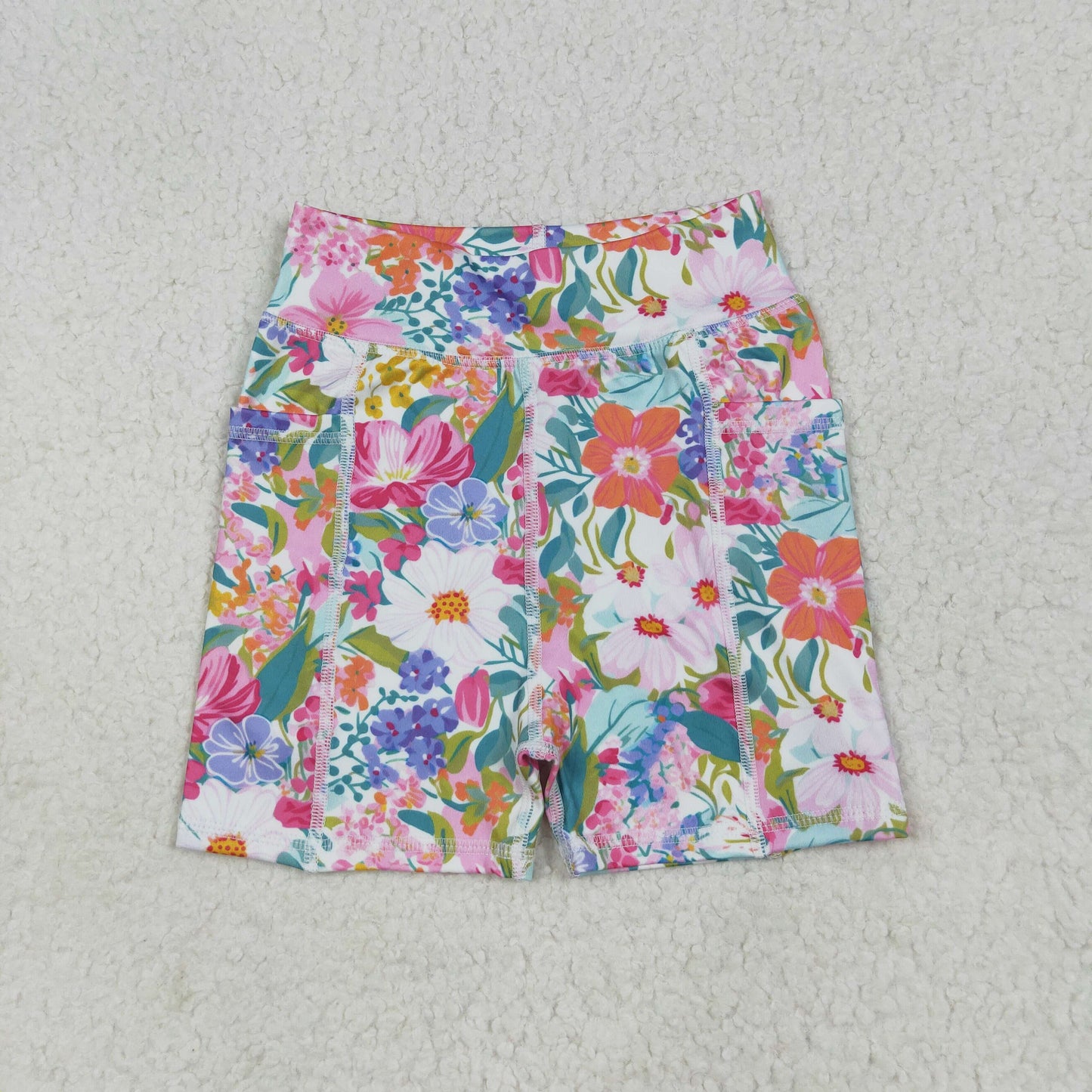 RTS NO MOQ(In Stock) SS0614 Colorful floral yoga shorts