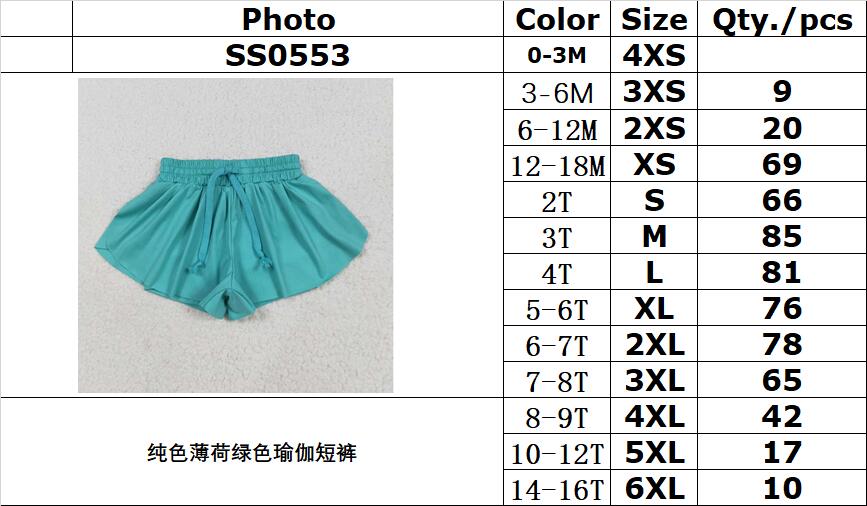 RTS NO MOQ SS0553 Solid mint green yoga shorts