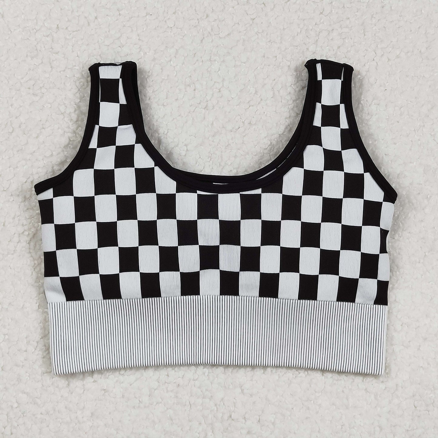 RTS NO MOQ(In Stock) GT1189 Adult Women's Black and White Checkered Vest
