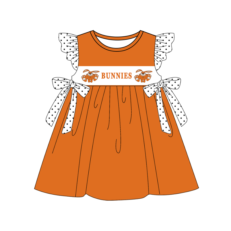 Deadline June 11 Custom no moq baby girls summer dress bunnies yellow summer dress