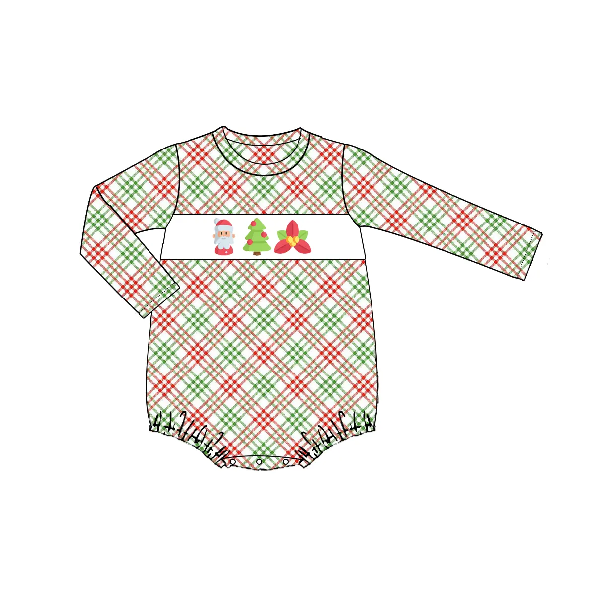 Custom moq 3 eta 6-8 weeks Red, green and brown three-color diagonal stripes plaid long-sleeved shorts jumpsuit